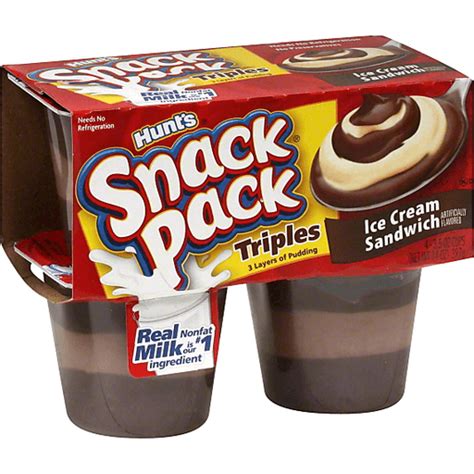 Hunts Snack Pack Pudding Cups Triples Ice Cream Sandwich Shop