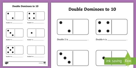 Double Dominoes To 10 Worksheet Teacher Made Twinkl
