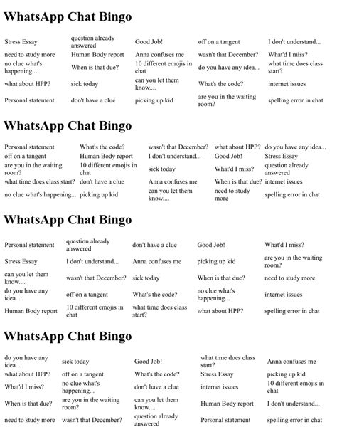 Whatsapp Chat Bingo Wordmint
