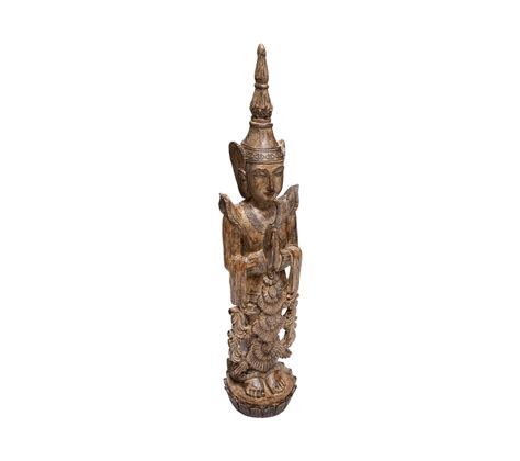 Objet Décoratif Statue Bouddha Debout En Résine Marron H 97 Cm Statue