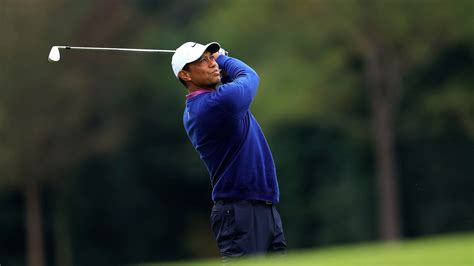 Masters Champion Tiger Woods Plays His Stroke From The No 12 Tee
