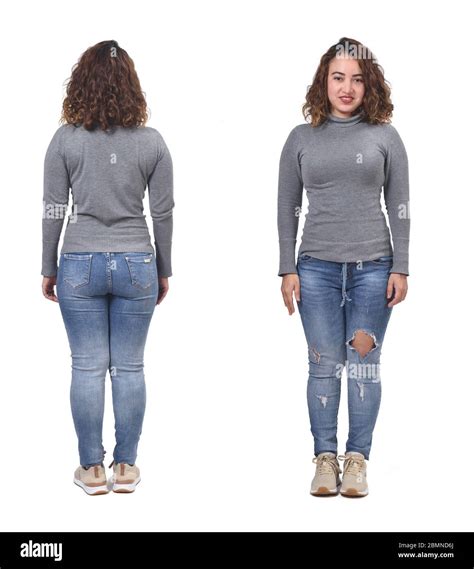 Woman With Jeans Front And Back On White Background Stock Photo Alamy