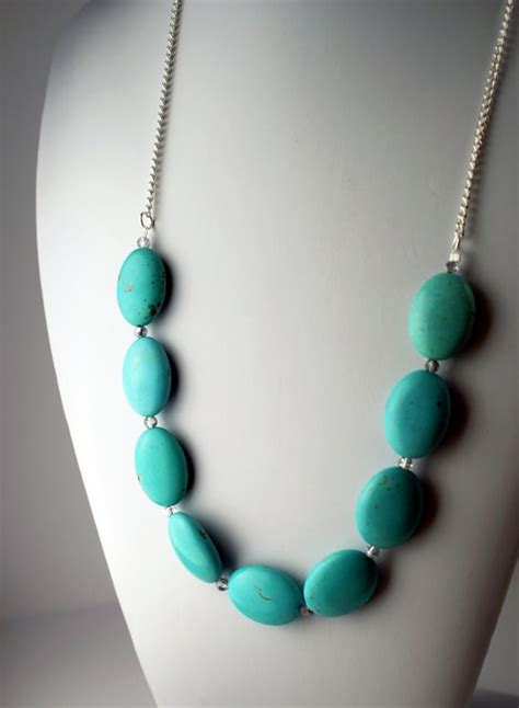 Items Similar To Chalk Turquoise Beaded Statement Necklace Chunky