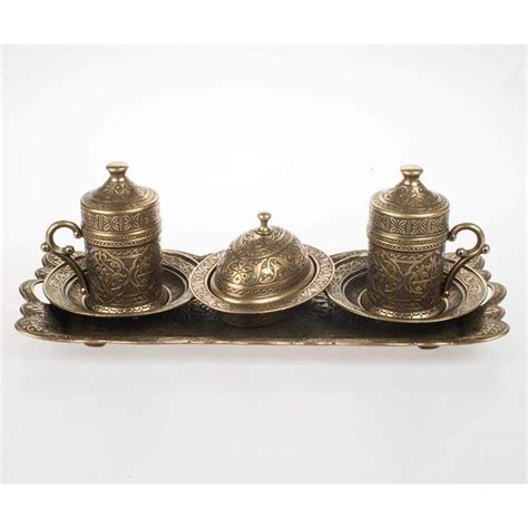 Turkish Coffe Set For Two Oxide Ottoman Style Traditional Style