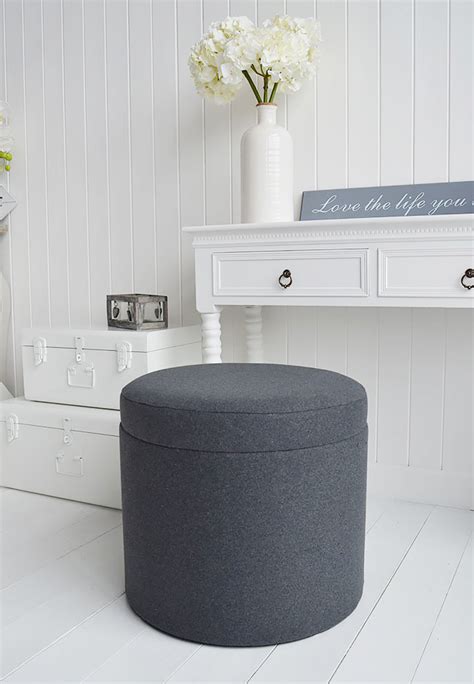 51cm x 38cm x 44cm condition: Westhampton grey storage dressing table stool - The White ...