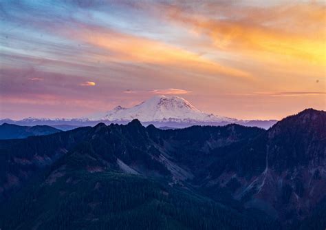 Mount Rainier At Sunset As Seen From The Slopes Of P3 47463351 Oc