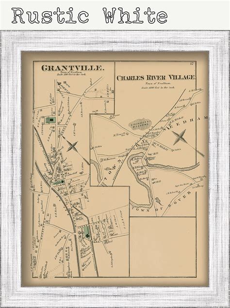 Massachusetts 1876 Map Village Of Needham Replica Or Genuine Original