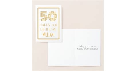 50th Birthday Art Deco Inspired Look 50 And Name Foil Card