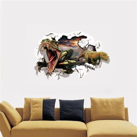 Dinosaurs 3d Three Dimensional Wall Stickers Wall 3d View Dinosaur Kids