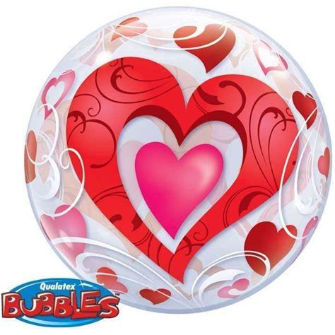 Ballon Bubble Coeurs Rouges 56 Cm 22 Qualatex Farfouil En Fête Plastic