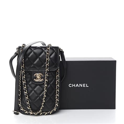 Chanel Lambskin Quilted Chain Around Flap Crossbody Black 540687