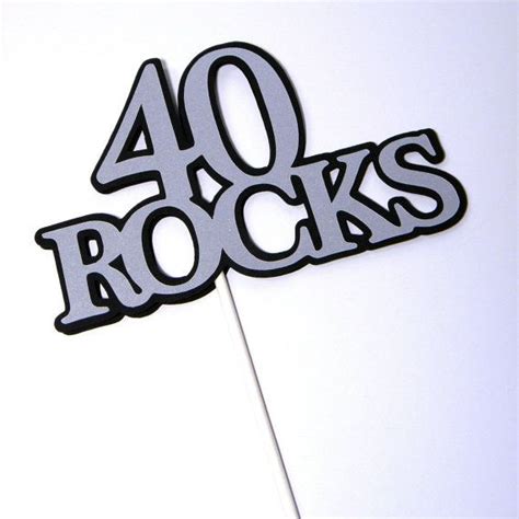 40th Birthday Topper 40 Rocks Sucker Bouquet Black And Silver On