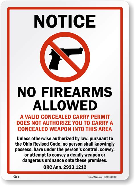 Ohio No Guns Law Signs