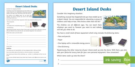 Desert Island Desks Worksheet Worksheet