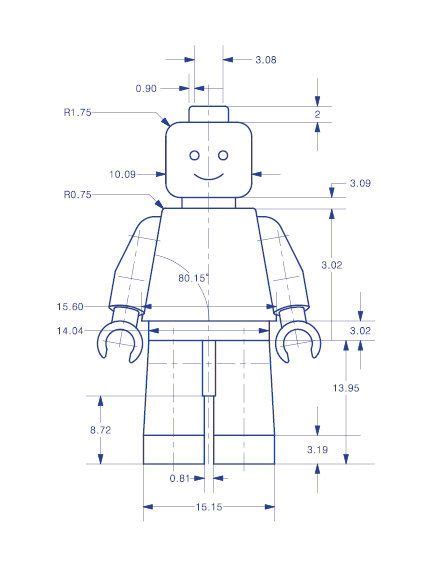 Technical Drawing Of The Lego Character Dwg Drawing Download