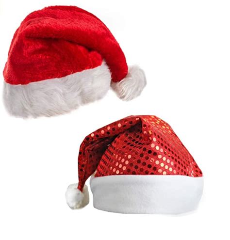 Santa Hats For Adults Plush Santa Hat Red Sequin Santa Hat