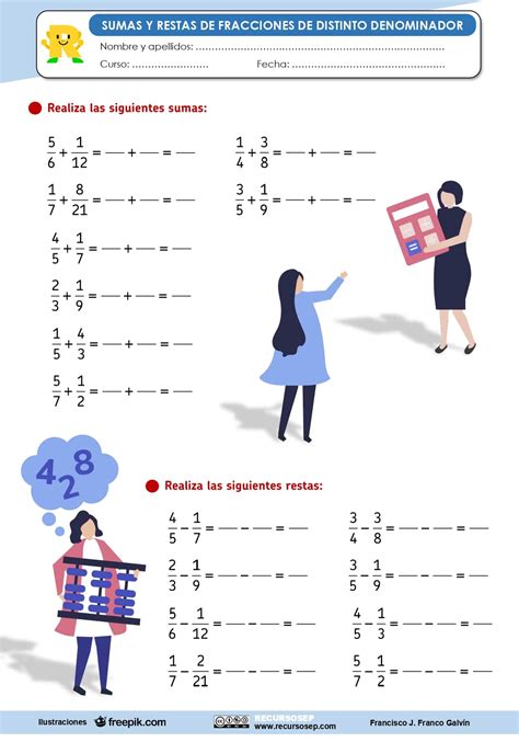 Sumas Restas Fracciones Distinto Denominador Actividades Recursosep