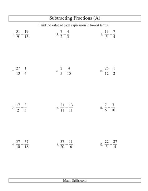 This book focuses on fractions and decimals. Fractions Worksheet -- Subtracting Fractions with Unlike Denominators and some Improper ...