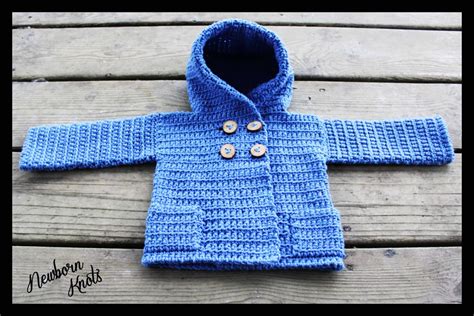 Crochet Pattern For Baby Boy Or Girls Hooded Sweater Coat With