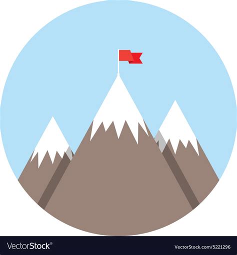 Flag On Mountain Success Goal Achievement Vector Image