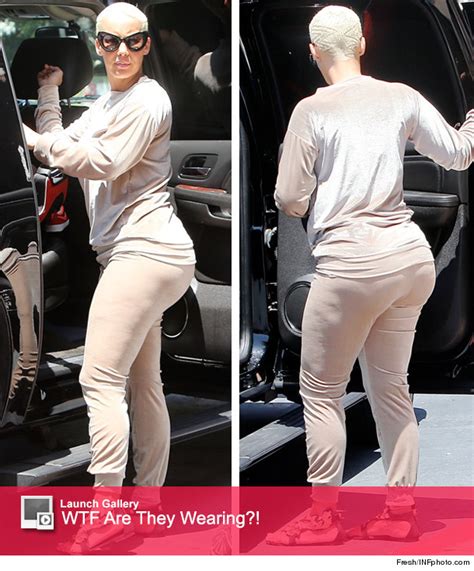 Yikes Amber Rose Wears Unflattering Nude Velour Jumpsuit
