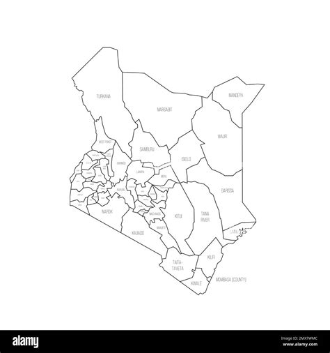 Kenya Political Map Of Administrative Divisions Stock Vector Image