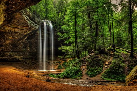 Usa Waterfalls Crag Ash Cave Ohio Hocking Hills State Park