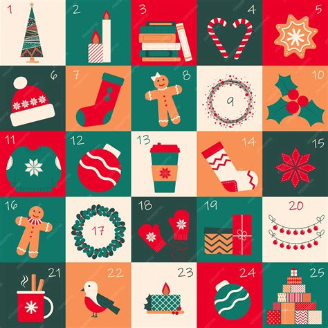 Premium Vector December Advent Calendar Christmas Poster