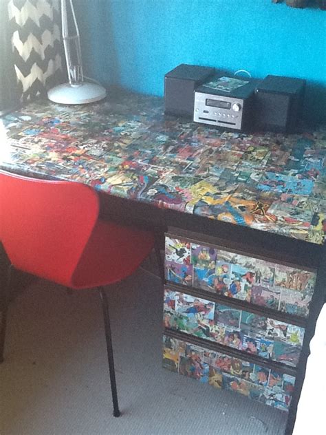 Cartoon Decoupage Old Desk Made Fabulous For A Comic