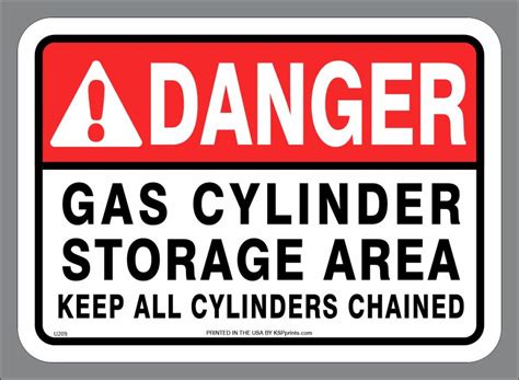 Gas Cylinder Storage Area Labels To Keep All Cylinders Chained