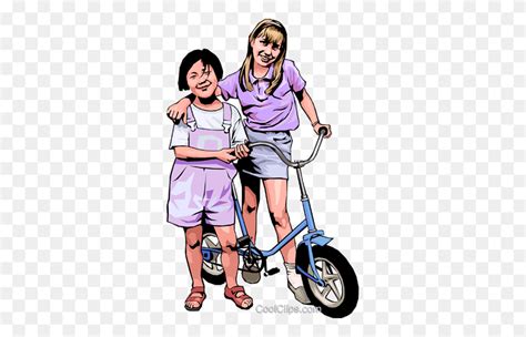 Two Friends With A Bicycle Royalty Free Vector Clip Art Two Friends