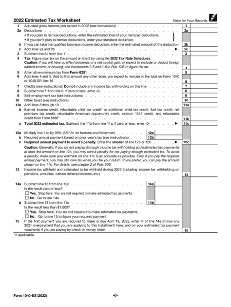 2022 Form Irs 1040 Es Fill Online Printable Fillable Blank Pdffiller