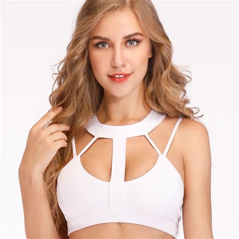 2018 New White Women Hollow Out Bras Fashion Contrasting Bandage Sexy