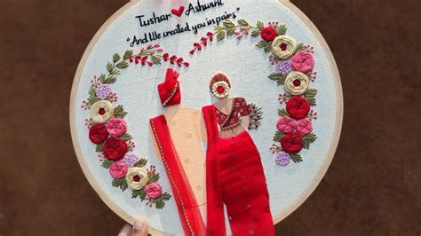 Embroidery Hoop Art With Free Pattern Couple Embroidery Hoop Saree Embroidery ️ Gossamer Youtube