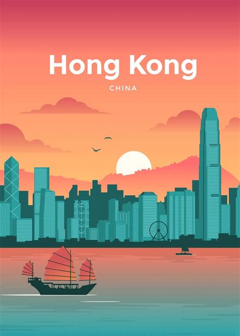 Hong Kong Travel Poster Poster By Corvin Travel Posters Displate