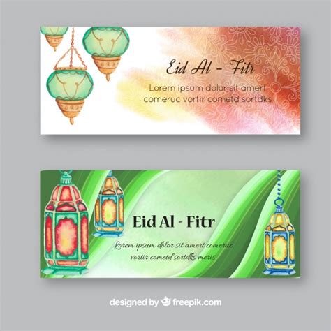 May allah acknowledge all your petitions and excuse. Mooie aquarel banners van eid al-fitr | Gratis Vector