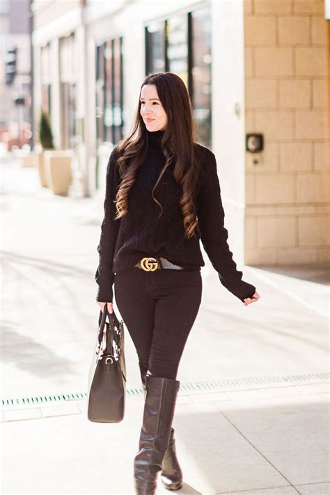 All Black Winter Outfit The Best Gucci Belt Dupe On Amazon Outfits