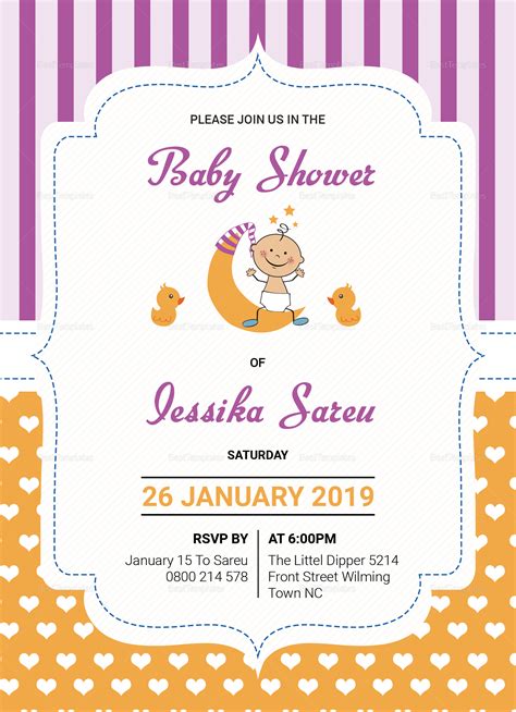 You have to basic knowledge about adobe photoshop to. Colorful Baby Shower Invitation Card Design Template in ...