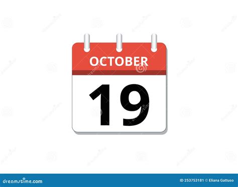 October 19th Calendar Icon Vector Concept Of Schedule Business And
