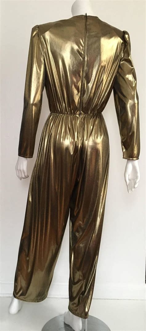 It is usually gold or silver in color; Gold 80s Lame Jumpsuit Size 6. at 1stdibs