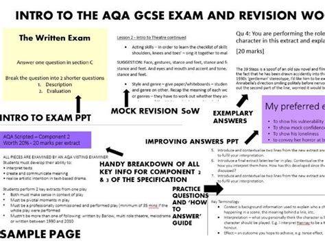 INTRO TO AQA GCSE DRAMA EXAM REVISION Teaching Resources