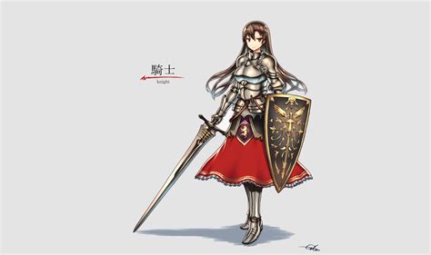 Wallpaper Illustration Anime Girls Knight Weapon Dress Armor