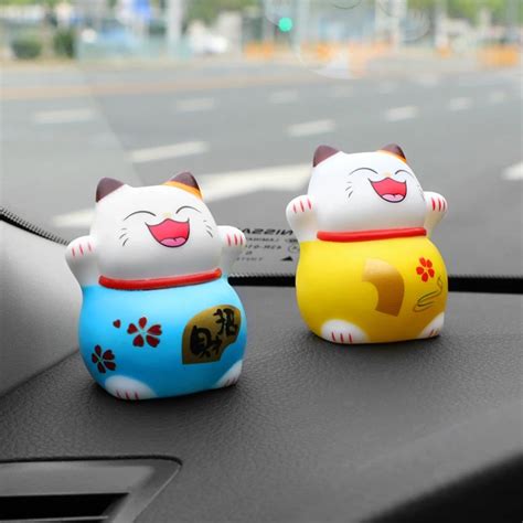 car ornaments chinese style smiling lucky cat auto interior ornaments comics dolls auto