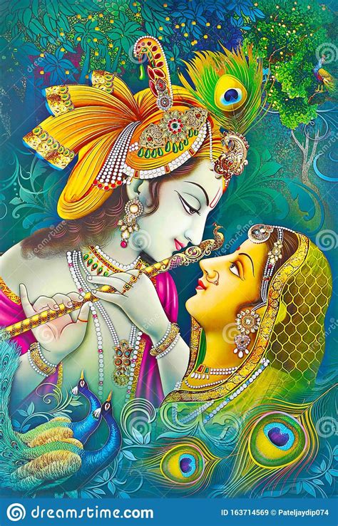 Lord Radha Krishna Beautiful Wallpaper Stock Image Image Of Colorful