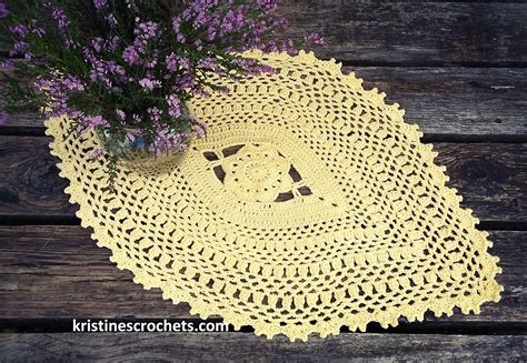 Kristinescrochets Oval Flower Doily Crochet Pattern