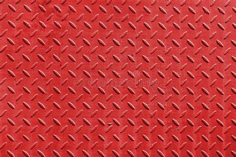 Pattern Of Old Metal Diamond Plate Red Metal Surface With Diamond
