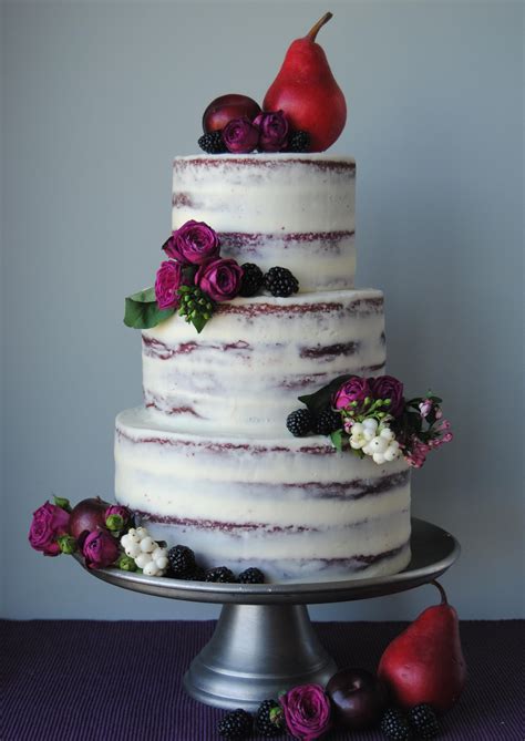 Semi Naked Red Velvet Wedding Cake With Cream Cheese Frosting