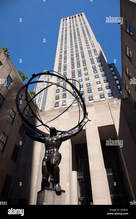 Bronze Statue At The Rockefeller Center Stock Photos And Bronze Statue At
