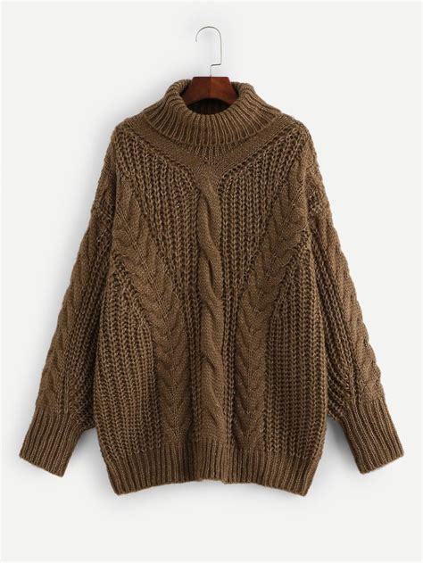 Shein Plus Turtleneck Cable Knit Marled Sweater Marled Sweater Plus