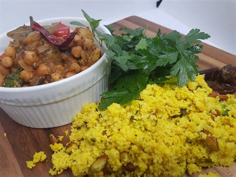 Lebanese Vegetable Stew With Spices And Almonds Couscous With Dates And